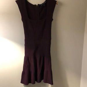 French connection purple body con flare mini dress